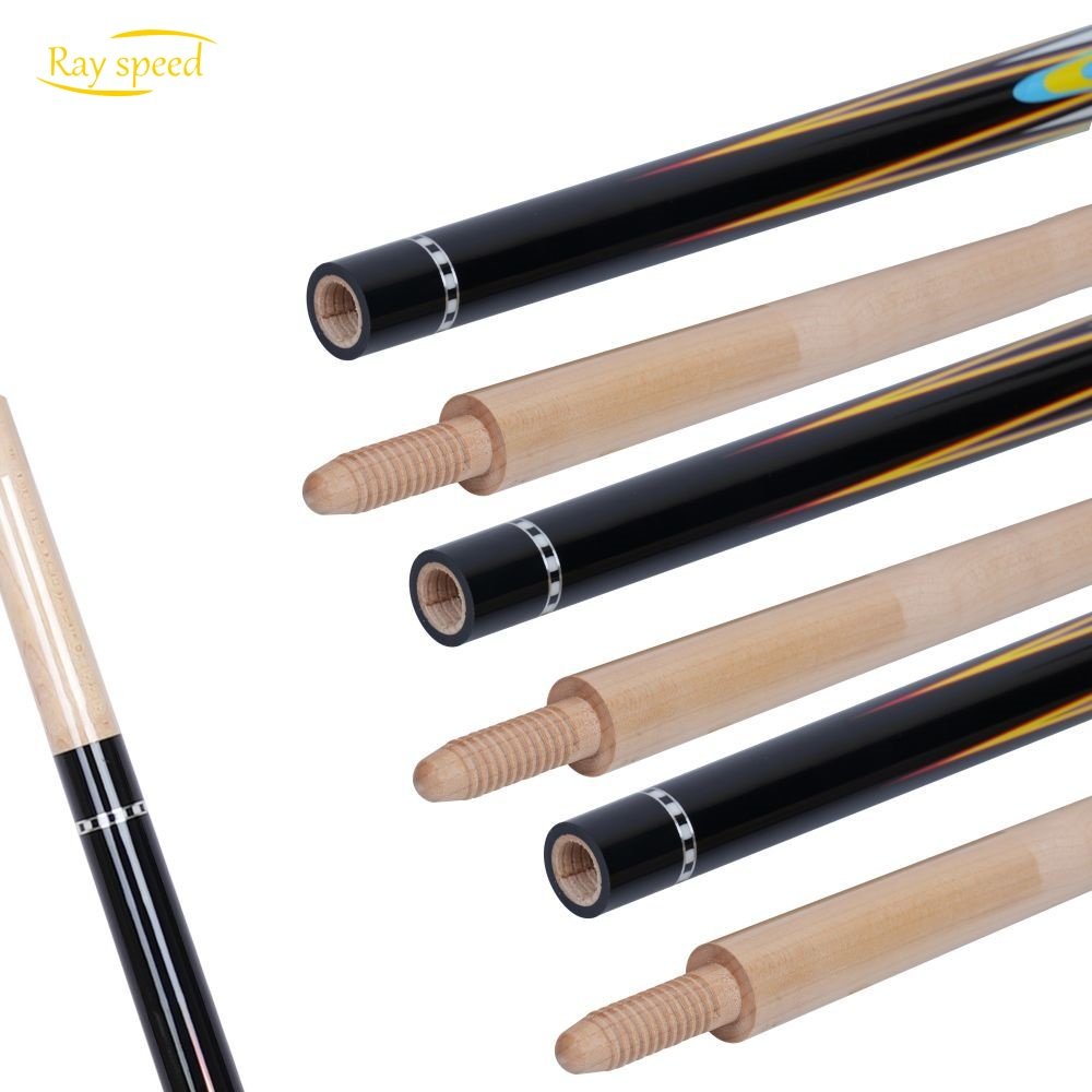 Rayspeed Hot Selling High Quality Sticker Pool Cue Hard Maple Shaft Wood Joint 11.8 mm Tip SIze 1/2 Split Cue 142 cm