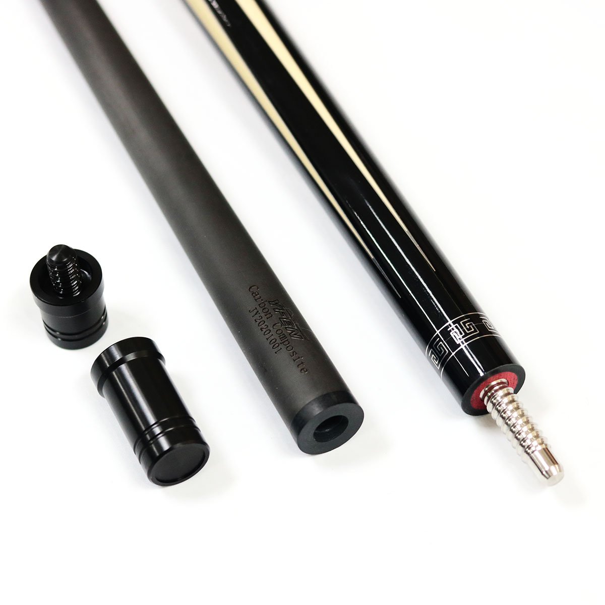 Xikuno high quality YFen 1/2-pc carbon fiber shaft ebony butt pool cue with extension