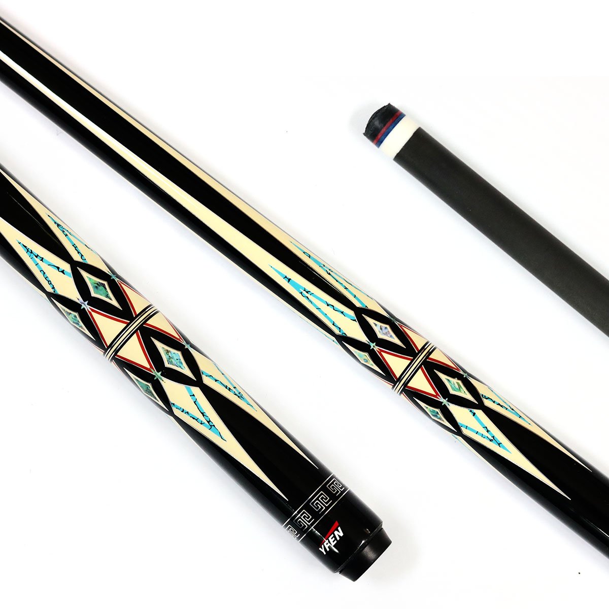Xikuno high quality YFen 1/2-pc carbon fiber shaft ebony butt pool cue with extension