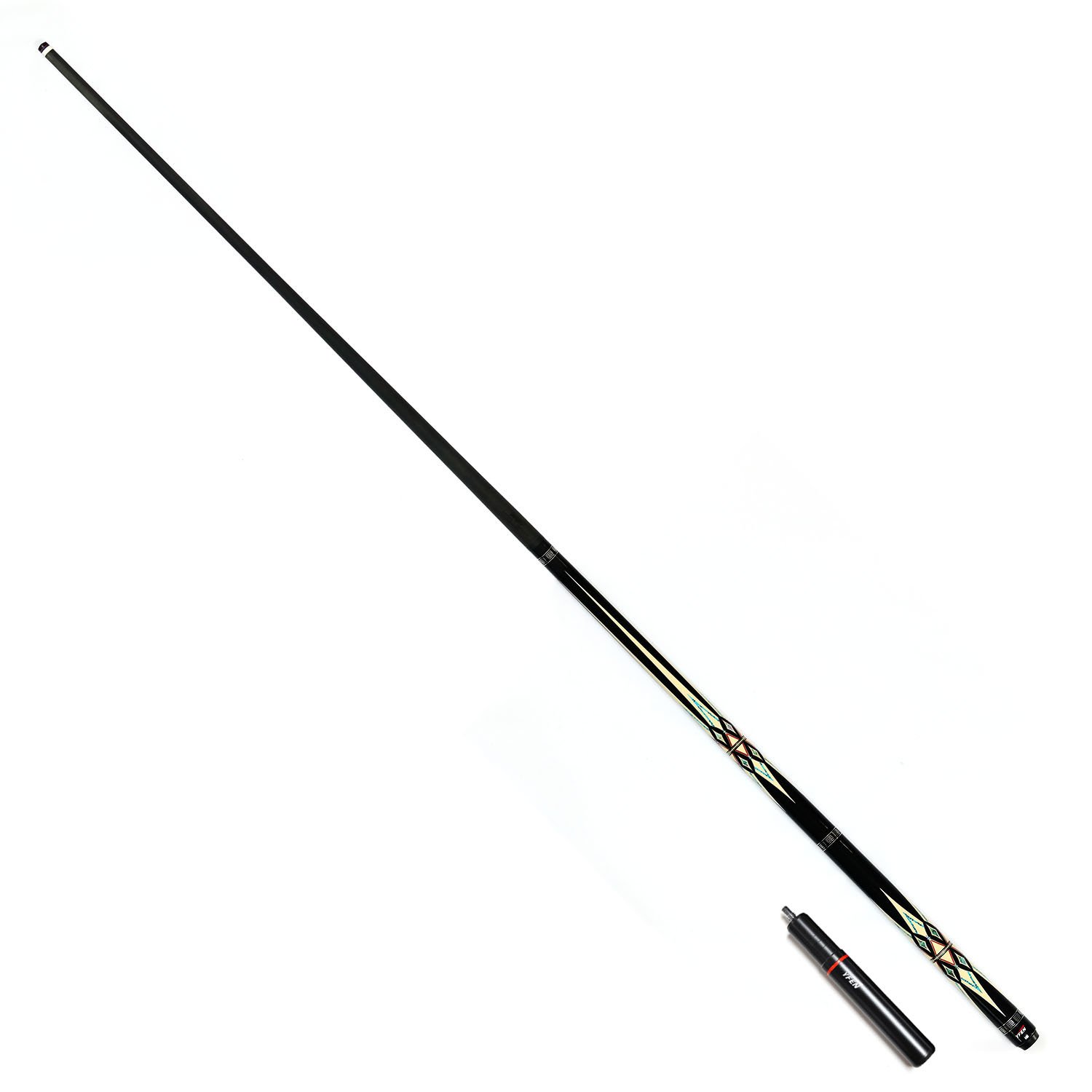 Xikuno high quality YFen 1/2-pc carbon fiber shaft ebony butt pool cue with extension
