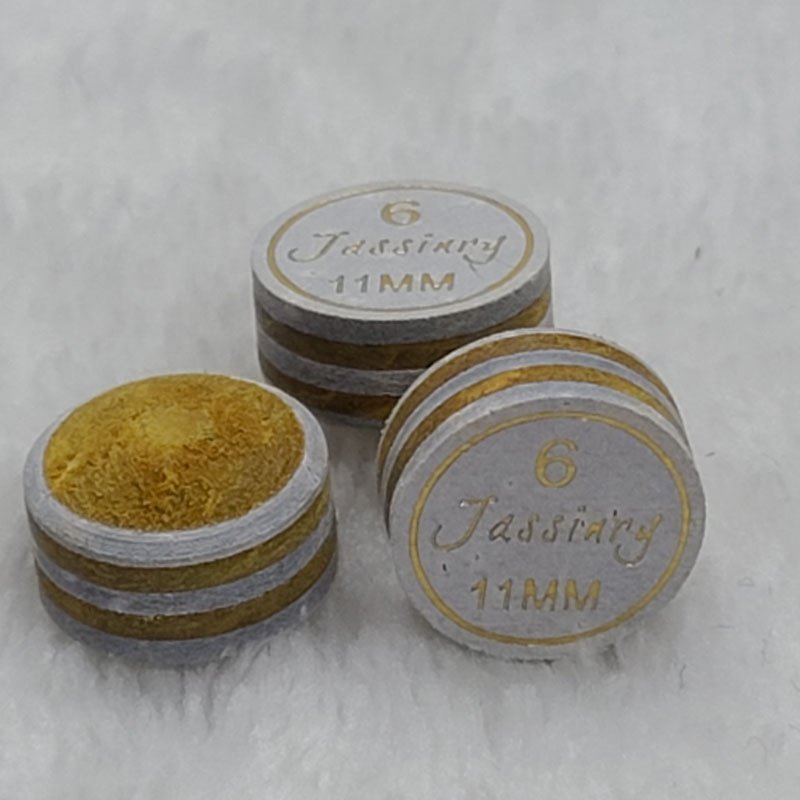 Jassinry wholesale 11mm white and yellow Pool cue tips 6layers pigskin free hardness billiard snooker tips Billiard accessories
