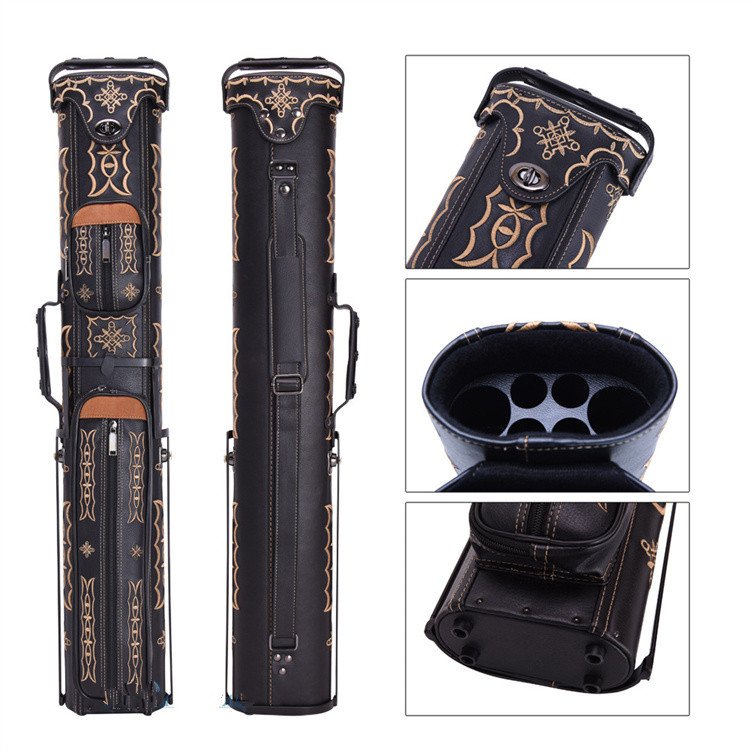Factory Custom Portable Carrying 7 Holes 9 Cue Rod Bag 1/2 Billiard Pool Cue Case With Comfort Shoulder Strap