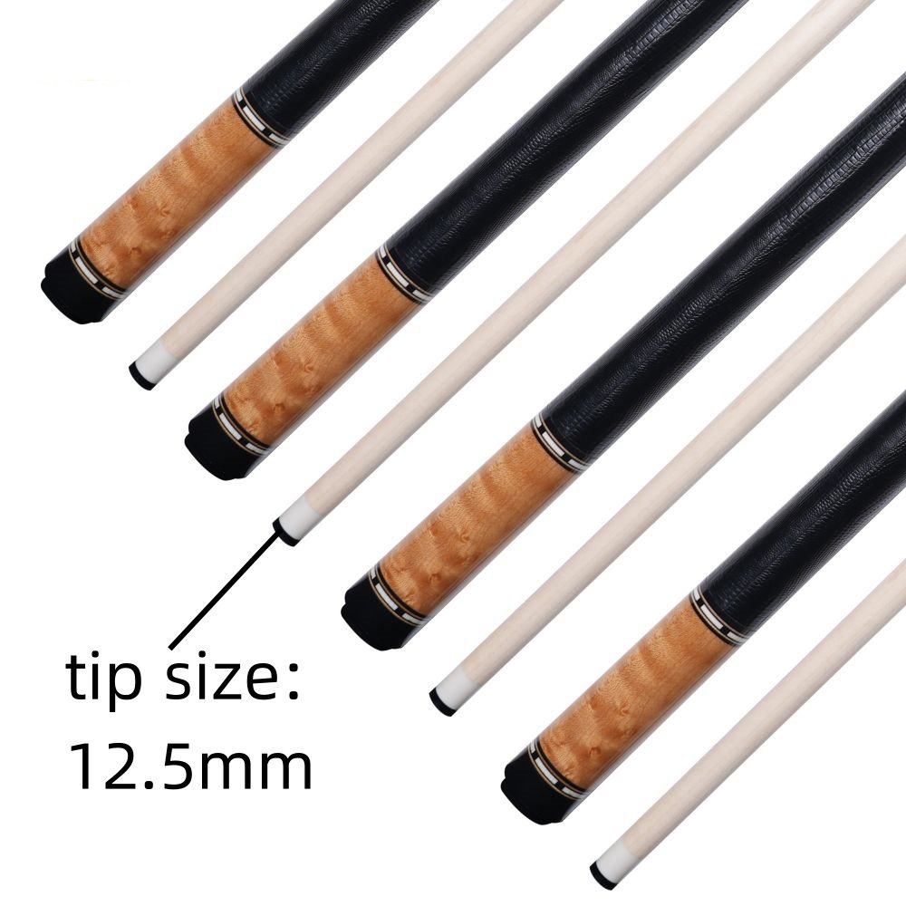 Xmlinco Handmade Billiard Sticker pool Cue Curly Wood Lizard Leather Warp 12.5mm Tip Size Hard Maple Shaft 58 Inches