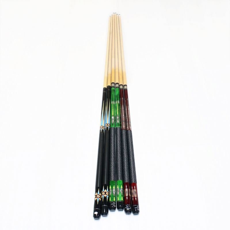 New design green color maple wood China factory 1/2 billiard snooker pool cue stick