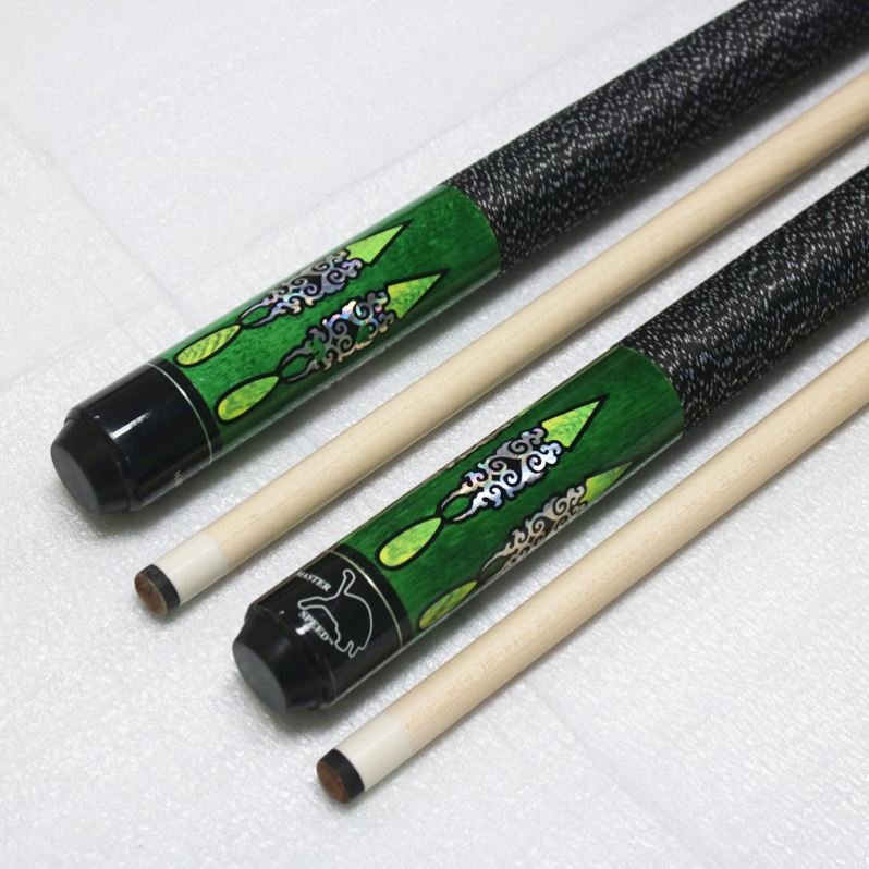 New design green color maple wood China factory 1/2 billiard snooker pool cue stick