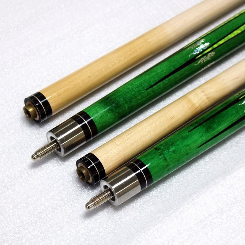 New design green color maple wood China factory 1/2 billiard snooker pool cue stick