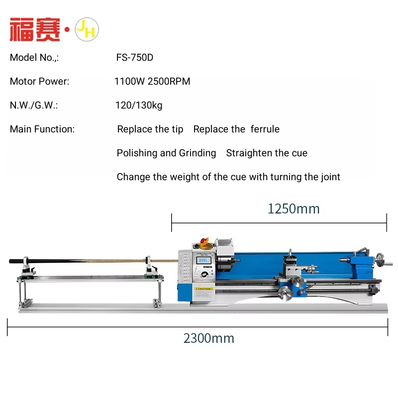 2024 Hot Sale FS-750D Variable Speed Upgraded Pool Cue Snooker & Billiard Cue Repairing Lathe Machine With Shift