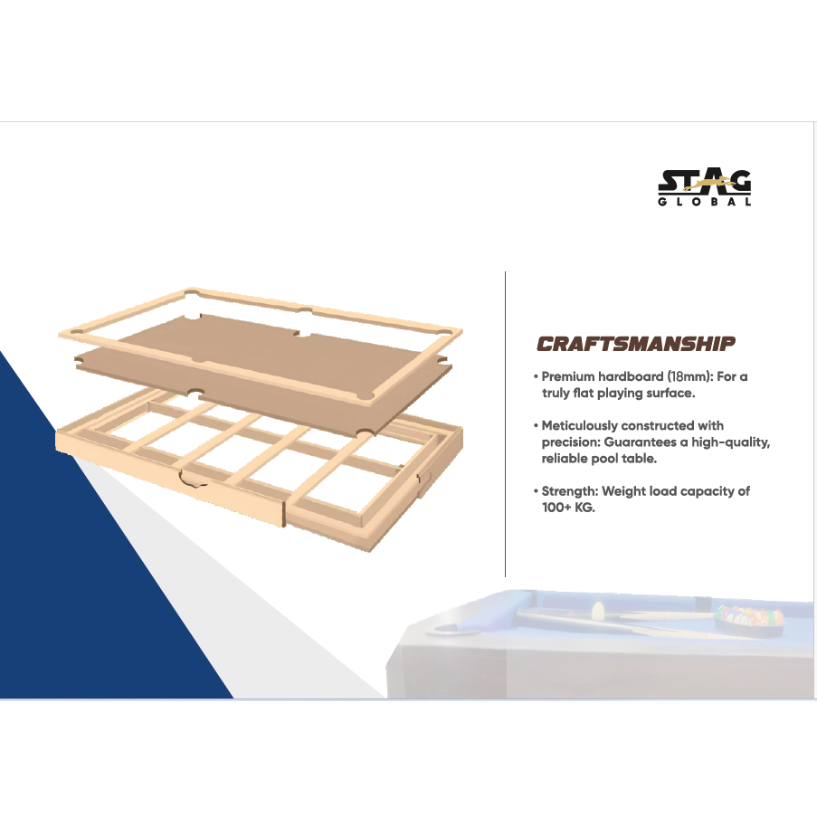 StagGlobal 3-in-1 Multi-Functional Wooden Table 4 feet x 8 feet All-Acc Snooker & Billiard Pool & Table Tennis Dinning Table