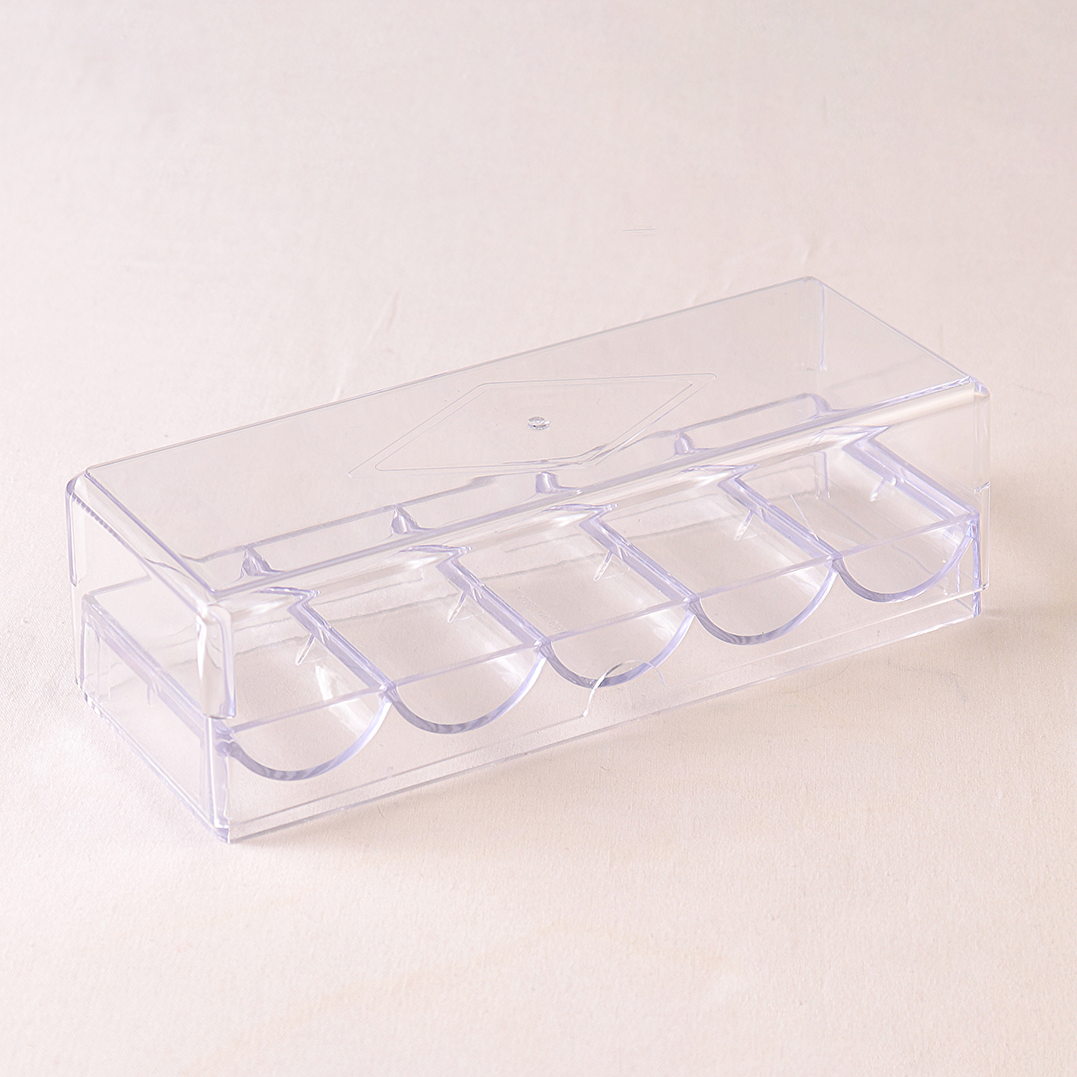 Casino Game Accessory Transparent 100pcs Acrylic Clear Poker Chip Tray To Hold 40mm Poker Chips Case