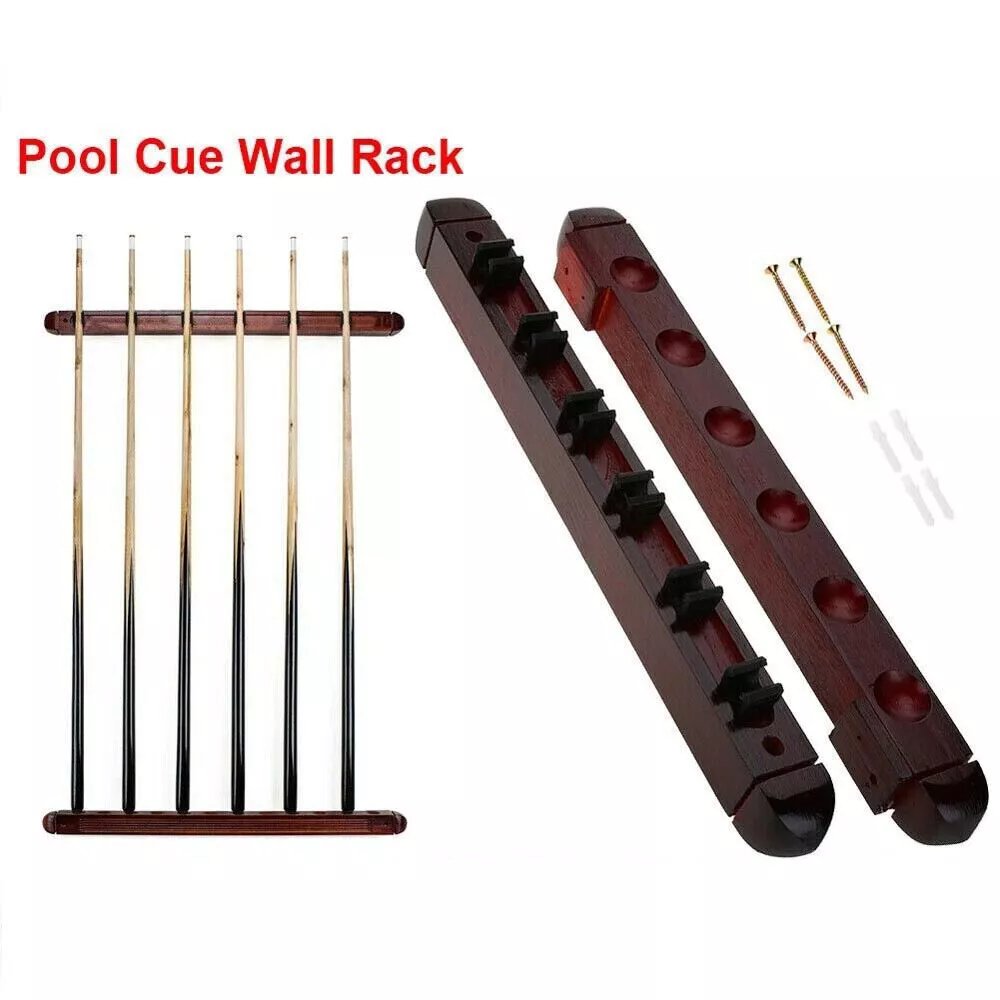 6 Slots Table Pool Cue Billiard Stick Rack Holder Stand Wall Mounted Pool Cue Rack Multi Slot Snooker Accessories
