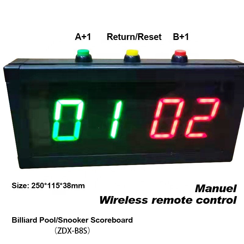 Electronic billiard snooker pool scoreboard with wireless remote controller