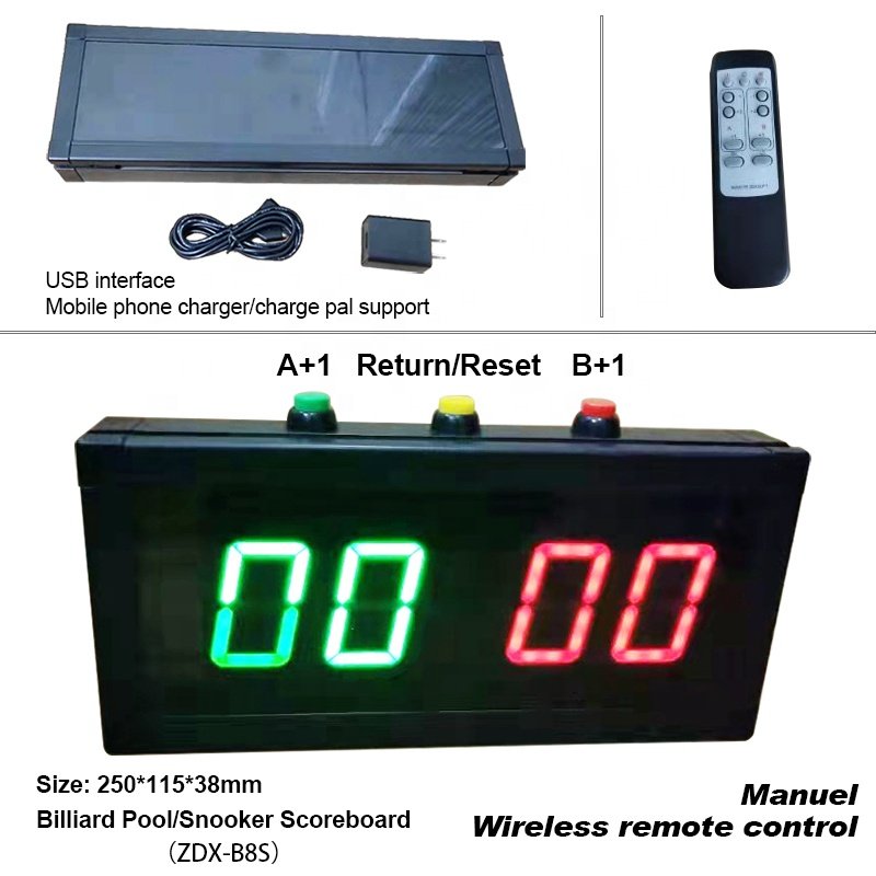 Electronic billiard snooker pool scoreboard with wireless remote controller