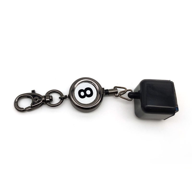 Portable No. 8 Billiard Keychain Retractable Plastic No.8 Black Billiard Chalk Holder