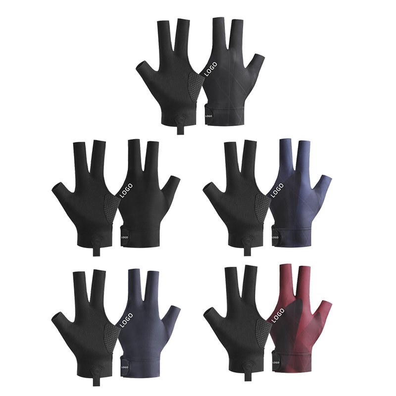 Custom Durable Non-Slip Breathable 3 Finger Billiard Accessories Snooker Gloves For Professional Table Player