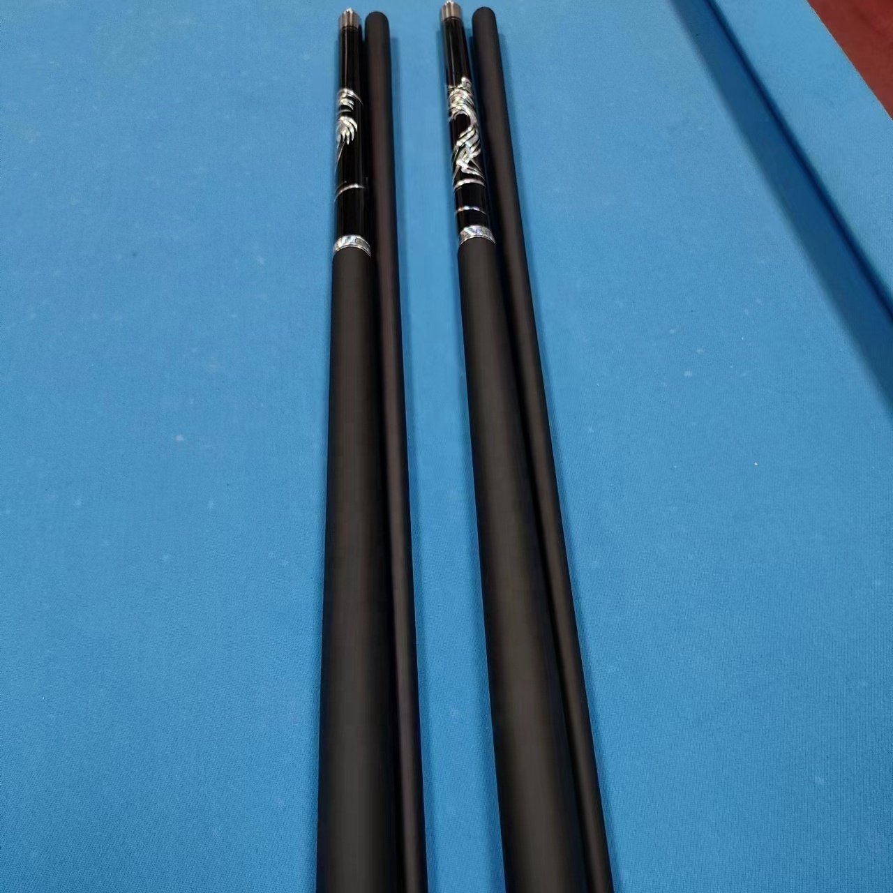 HCTQ brand 57 Inch Decal Stainless Steel Joint Carbon Carom Cue Pool Cue