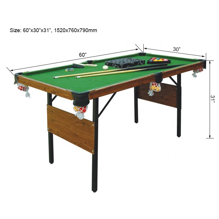 SZX 60" Cheap folding mini snooker pool table with folding metal legs for kids