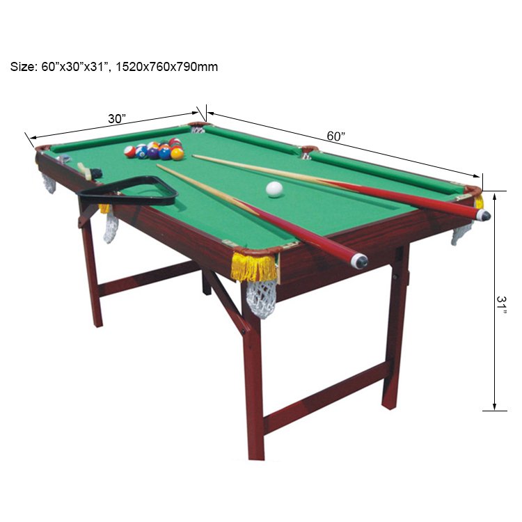 SZX 60" Cheap folding mini snooker pool table with folding metal legs for kids