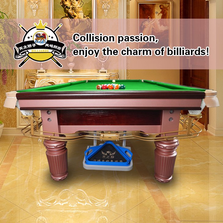 International standard 12 foot full-size solid wood snooker table with leather pockets
