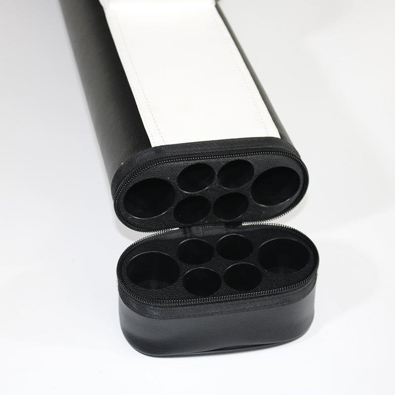 New Hot Selling 2B4S White&black Leather 1/2 Billiard Pool Cue Case Cue Bag For Sale