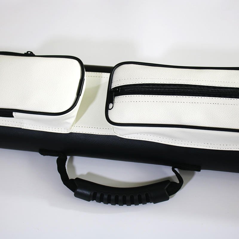 New Hot Selling 2B4S White&black Leather 1/2 Billiard Pool Cue Case Cue Bag For Sale