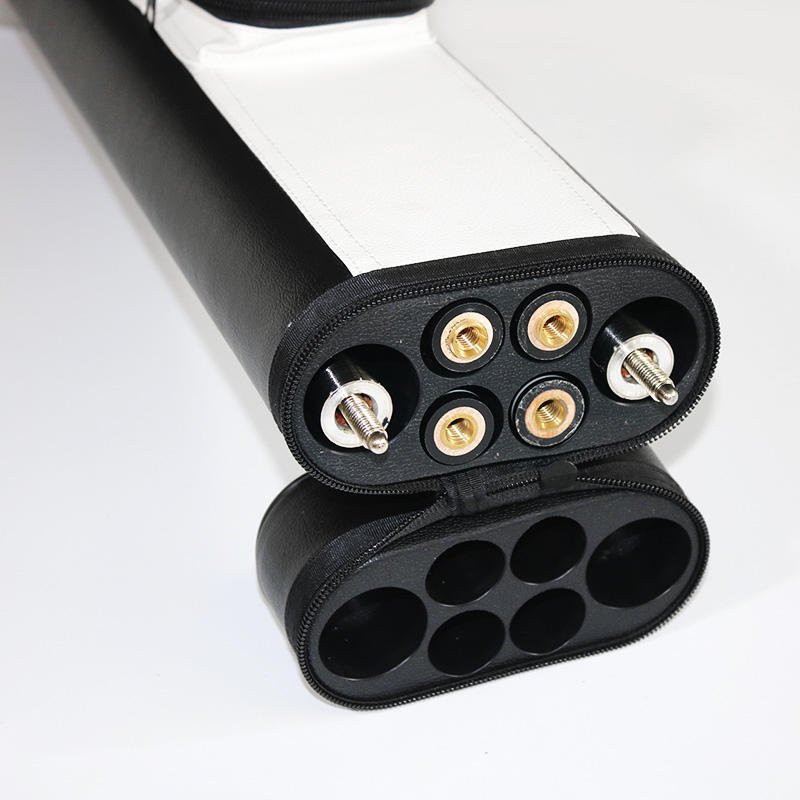 New Hot Selling 2B4S White&black Leather 1/2 Billiard Pool Cue Case Cue Bag For Sale
