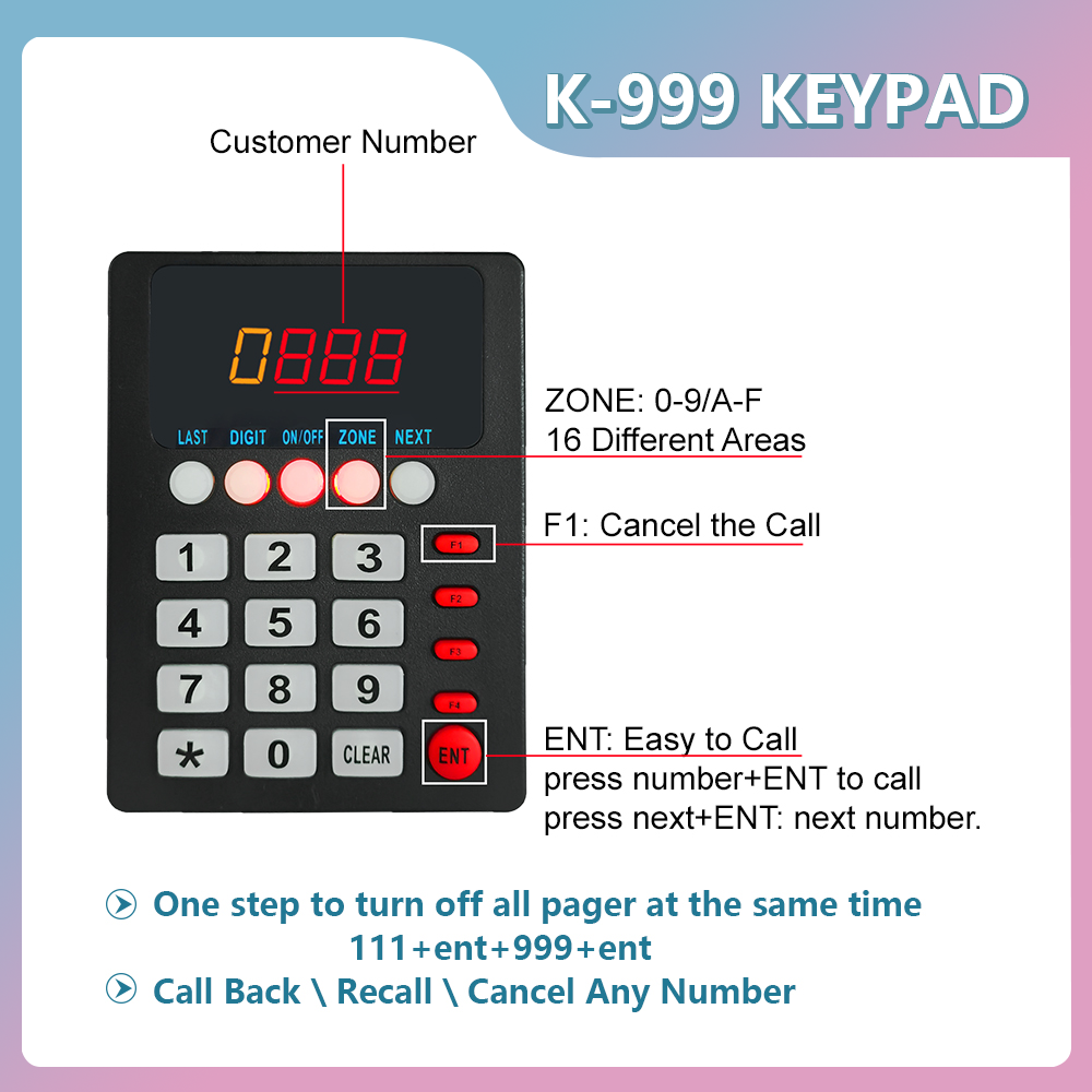 New Arrival Wireless Pager Restaurant Queue Number Calling Pad System