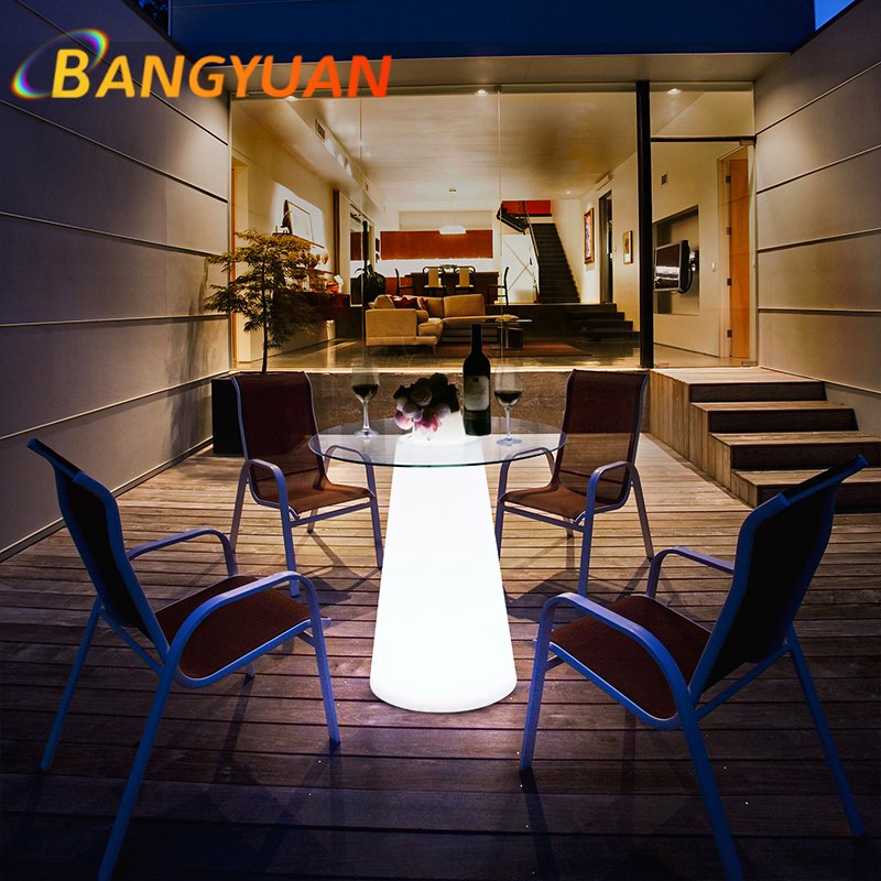 16-Color Change LED Cocktail Table for BAR Home Outdoor & Wine Cellar Square Plastic & Glass Table for Celebration & Party Vibe