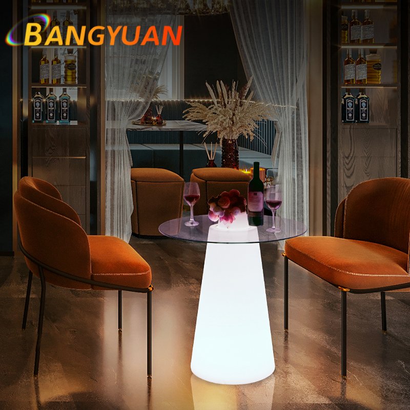 16-Color Change LED Cocktail Table for BAR Home Outdoor & Wine Cellar Square Plastic & Glass Table for Celebration & Party Vibe