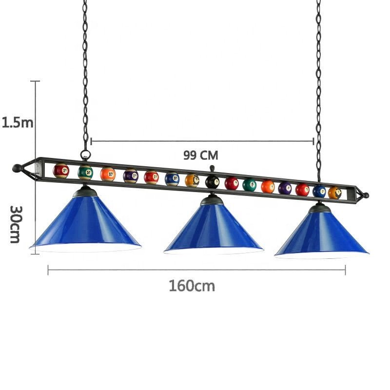 Snooker & Billiard Pool Table 3 Heads Lamp Shade Led Illumination Light with Fashion Billiard Ball Decoration