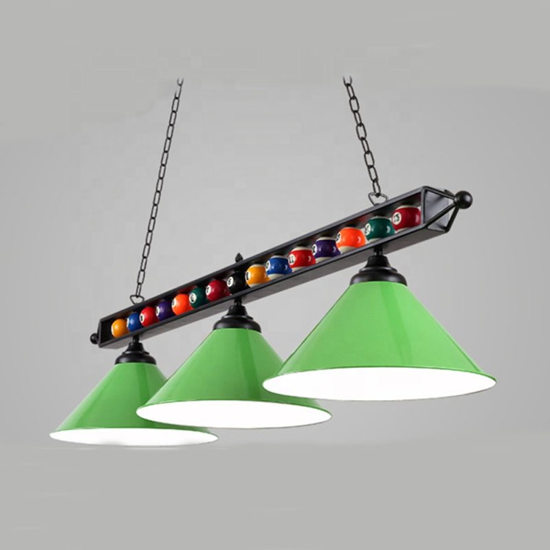 Snooker & Billiard Pool Table 3 Heads Lamp Shade Led Illumination Light with Fashion Billiard Ball Decoration