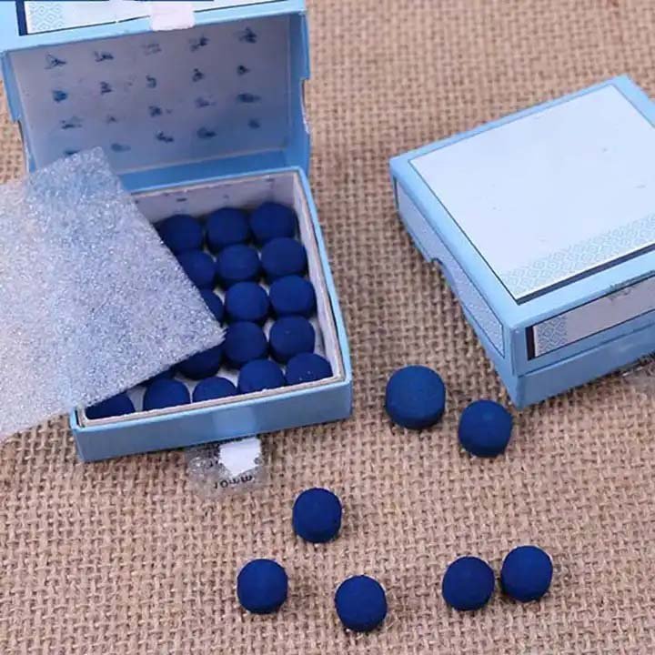 Super Blue Diamond Leather Gun Head Snooker Cue Custom Logo 10mm Black PU Cowhide Small Heads Lathe Machine Box Billiard