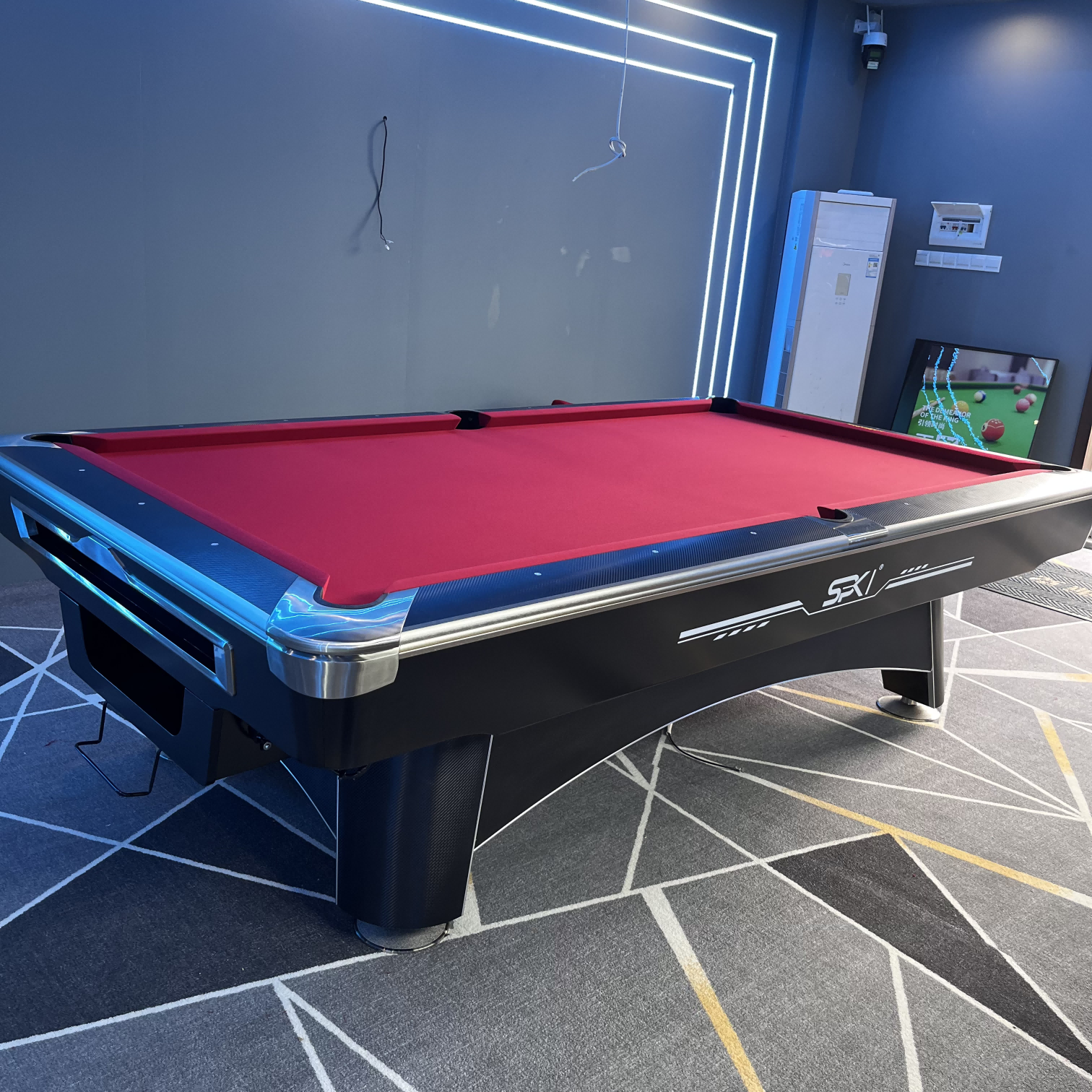 American Billiards Nine-Ball Pool Table 9ft billiard with Slate Cushions and Leather Pocket