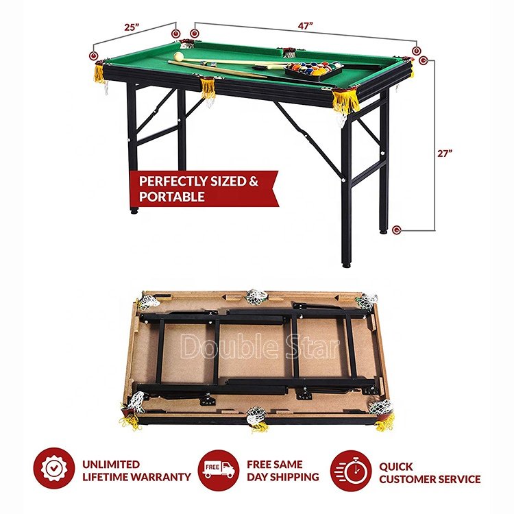 4Ft Mini Indoor Sport MDF Snooker Foldable Pool Table With Folding Legs
