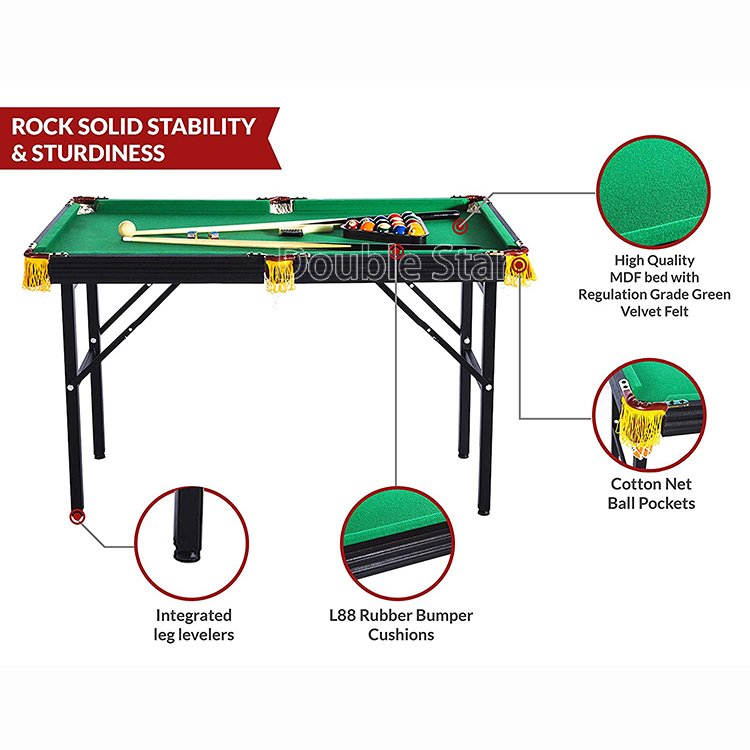 4Ft Mini Indoor Sport MDF Snooker Foldable Pool Table With Folding Legs