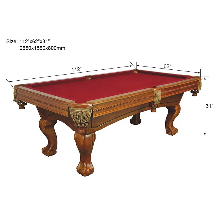 9ft Standard Size Indoor Outdoor Solid Wood Slate Snooker Table