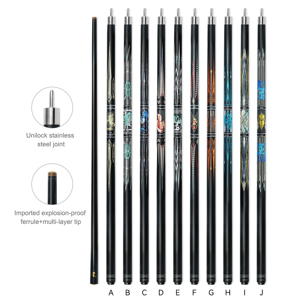New Arrival 13MM Tip 57" Billiard 1/2 Carbon Cue with Stainless Steel Unilock Joint For Sale