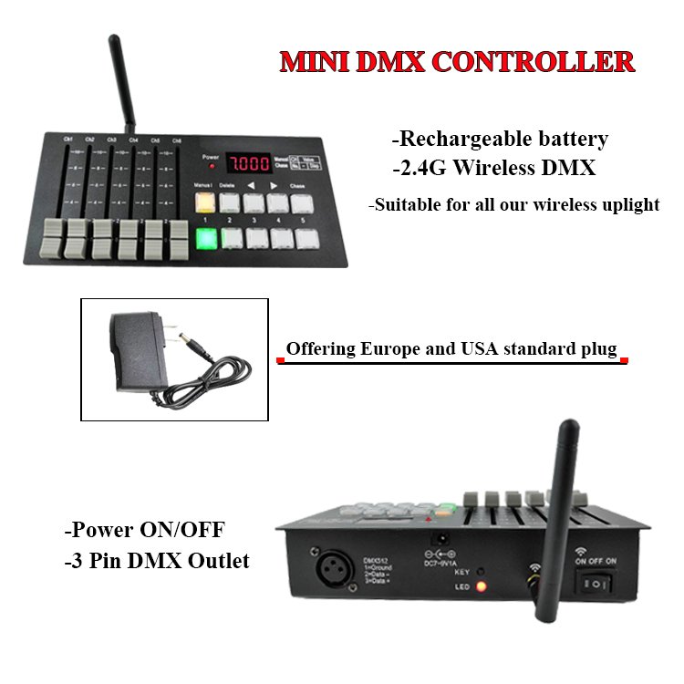 2024 Mini Wireless control mall Dmx Led Light Control Professional MINI Channel Led Stage Light Dimmer DMX512 Mini Controller