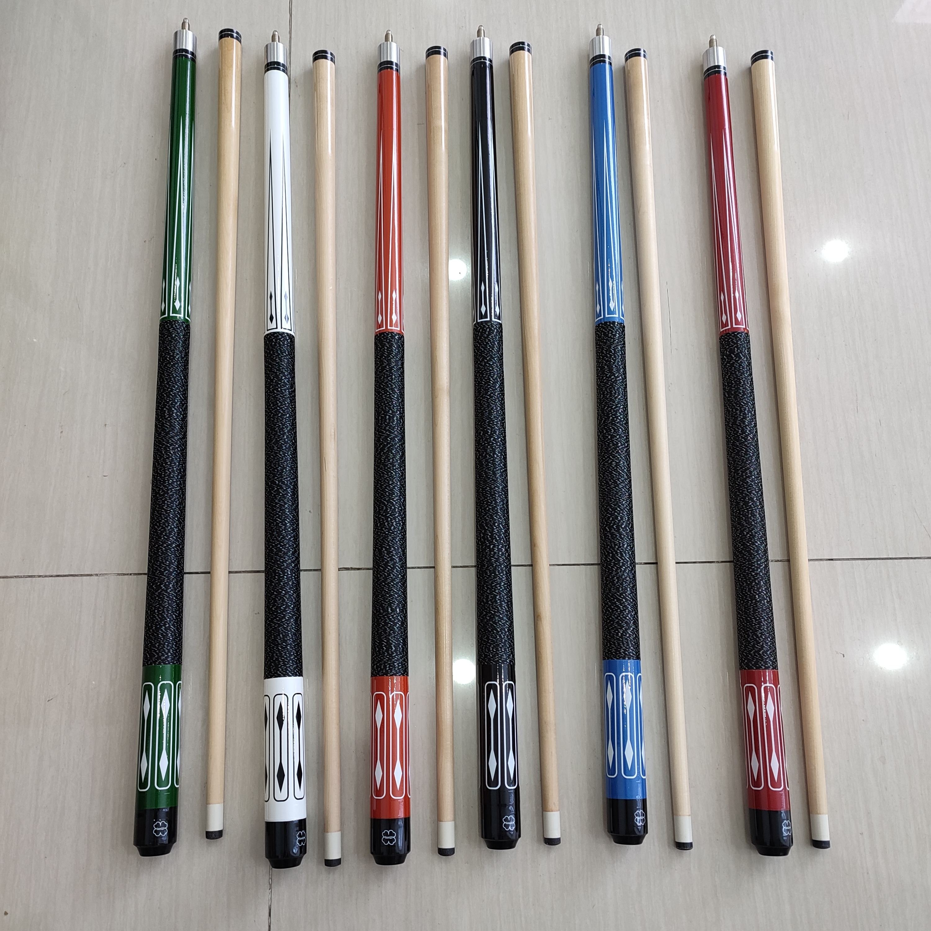 Modern Design 1/2-pc Maple wood shaft with Nylon Wire Hand Grip Billiard cue 57inch 13mm tip Pool Cue Sticks For Sale
