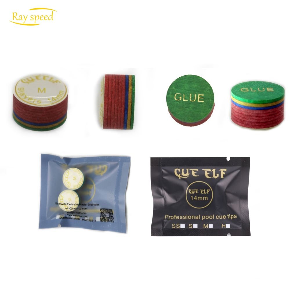 Rayspeed 14mm Hot Sale 9 Layers High Quality Colorful Leather Pool Billiard Snooker Cue Accessories Tips
