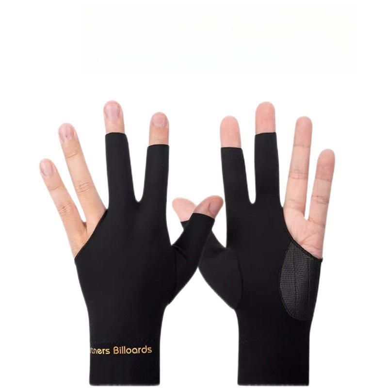 Premium Black/Red/Blue Color 3 Open Fingers Left Hand Billiard Pool Snooker Gloves