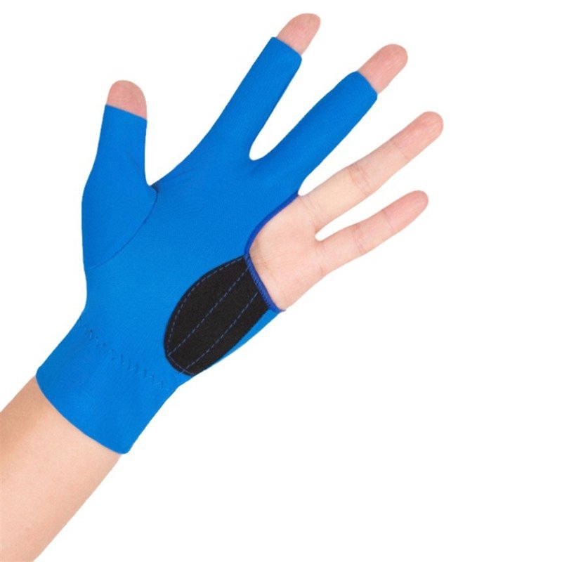 Premium Black/Red/Blue Color 3 Open Fingers Left Hand Billiard Pool Snooker Gloves