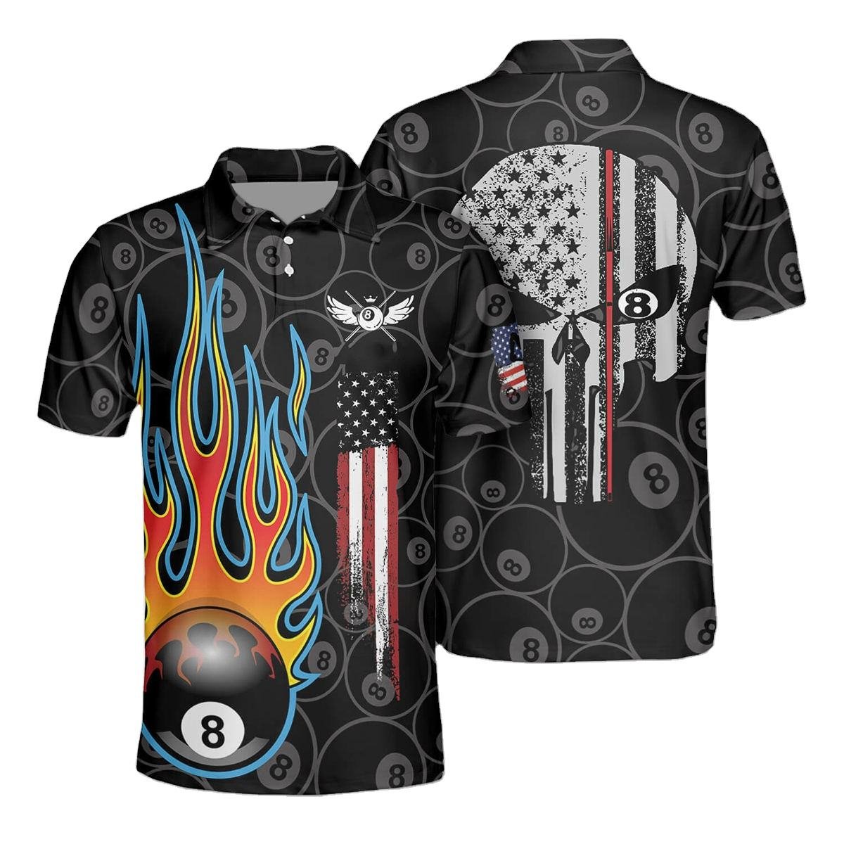 Billiard High Quality Player Shirt Funny Billiard Team Shirts For Men Pool Table Tournament Snooker Polo shirt for mens