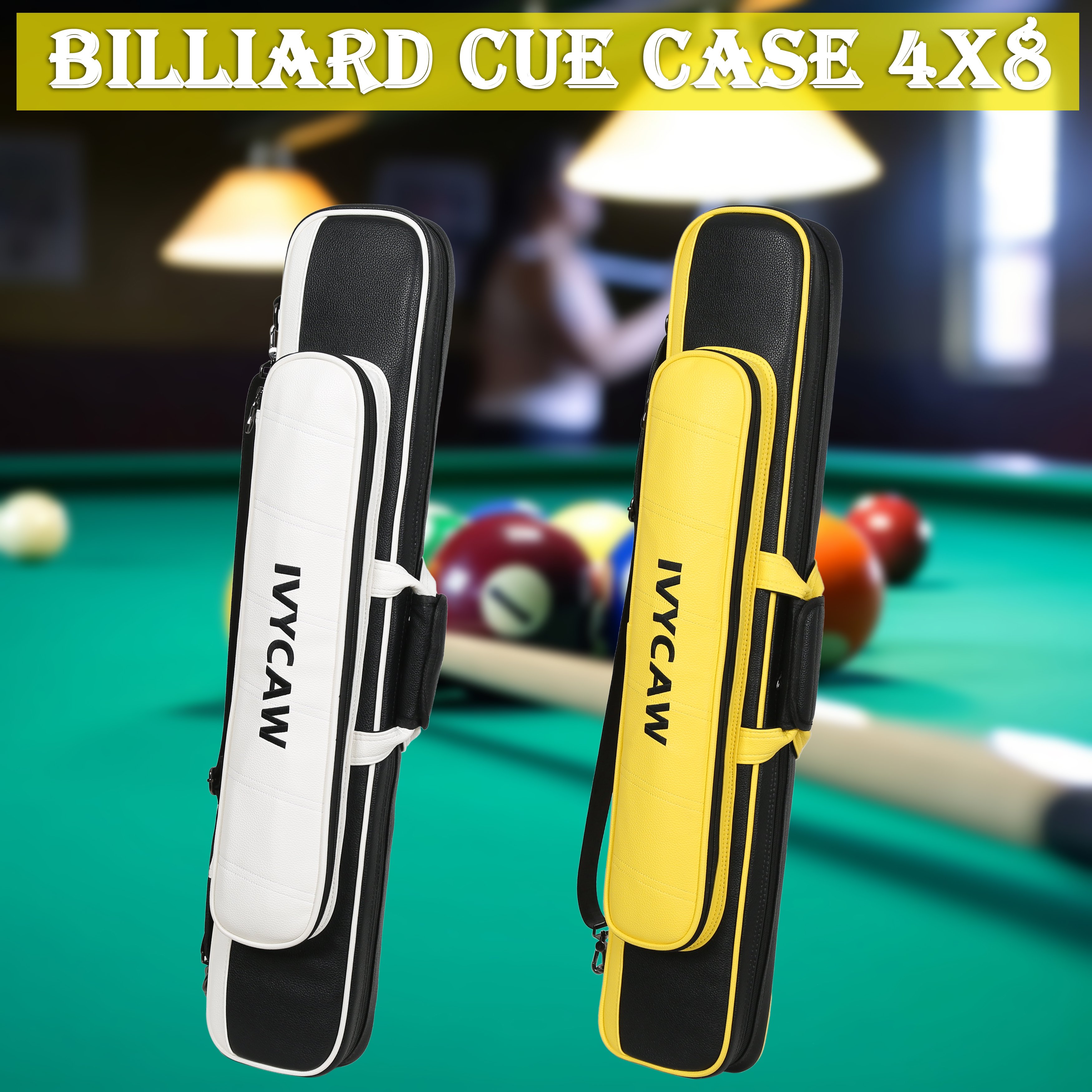 Custom Leather material 1/2 Barrel 4B8S snooker cue case 12-hole Billiard cue Stick bag billiard pool cue case