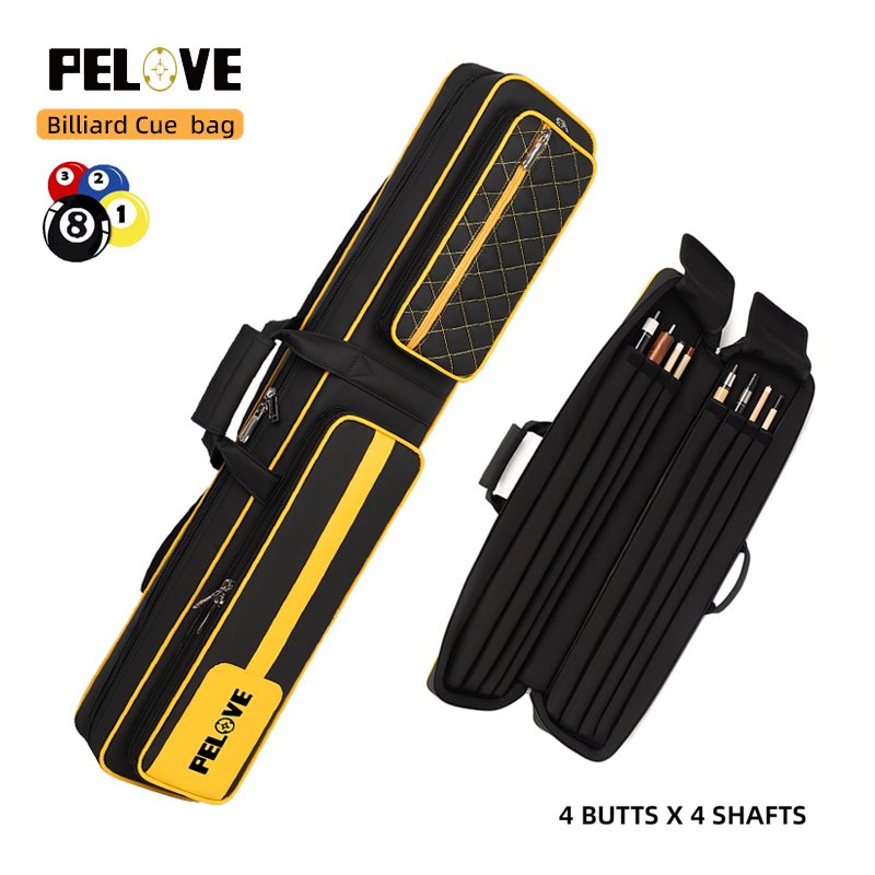 Pool Cue Case 4x4, Billiard Cue Carrying Case Holds 4 Butts and 4 Shafts, Billiard Cue Case