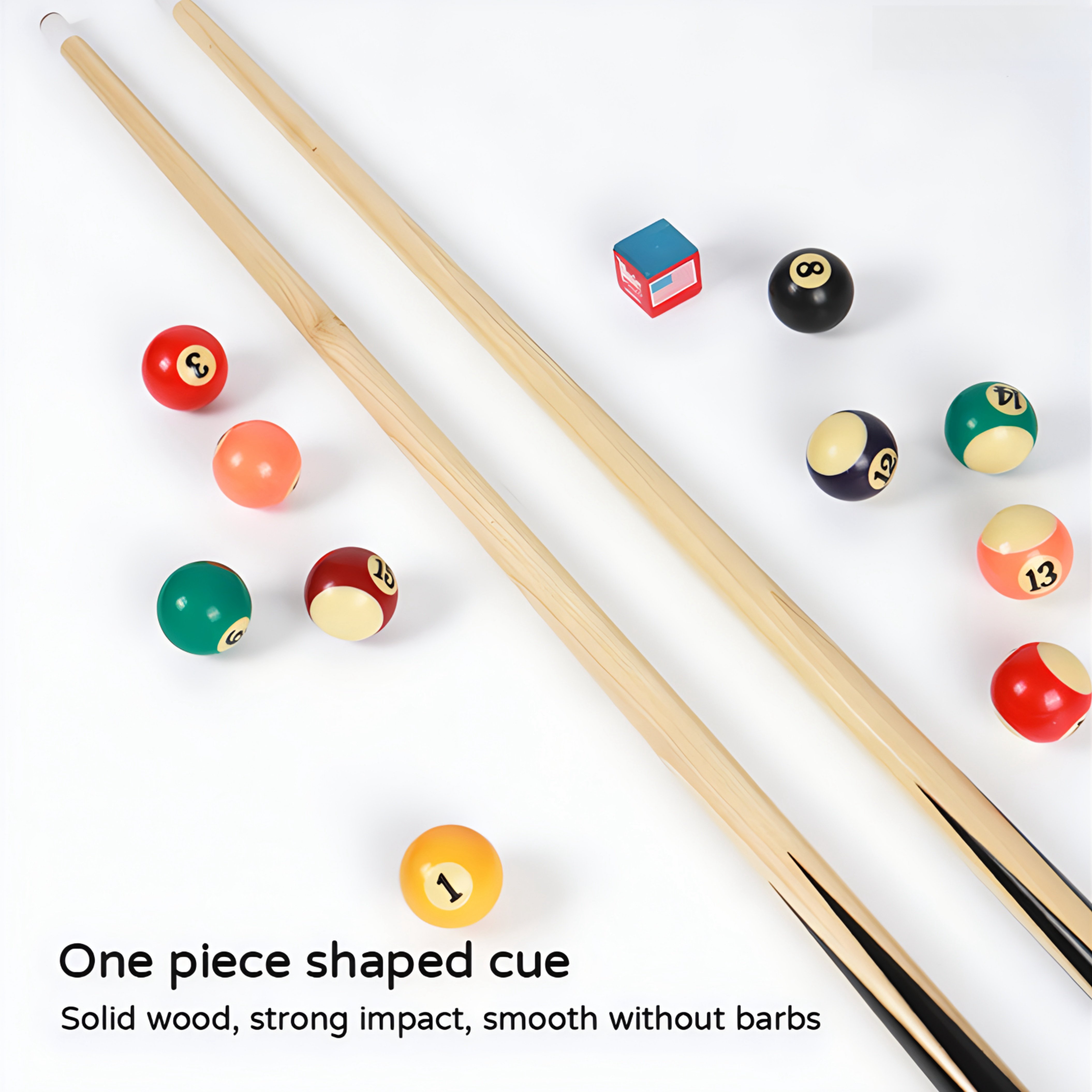 Mini Table Billiards Game, Home and Office Desktop Billiards Game, Including Pool Table 15 Colorful Balls, 2 Billiard Stick