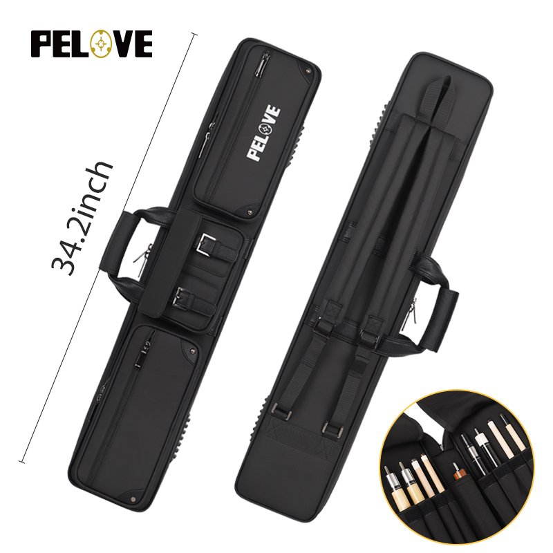 waterproof 3 butts 5 shafts pool cue case stick case High Capacity Billiard Cue Case with double shoulder strap