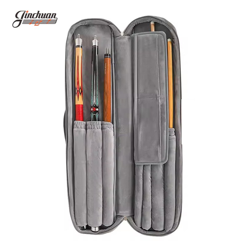 Customizable PU Leather Cue Case 3B4S Pool Cue Case 1/2 Billiard Cue Case with Soft Bag