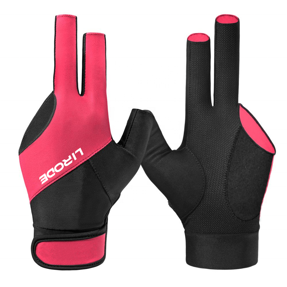 OEM ODM Breathable Comfortable Billiard Glove Fits on Left Hand Right Hand 3 Finger Snooker Pool Cue Sport Gloves Manufacturer