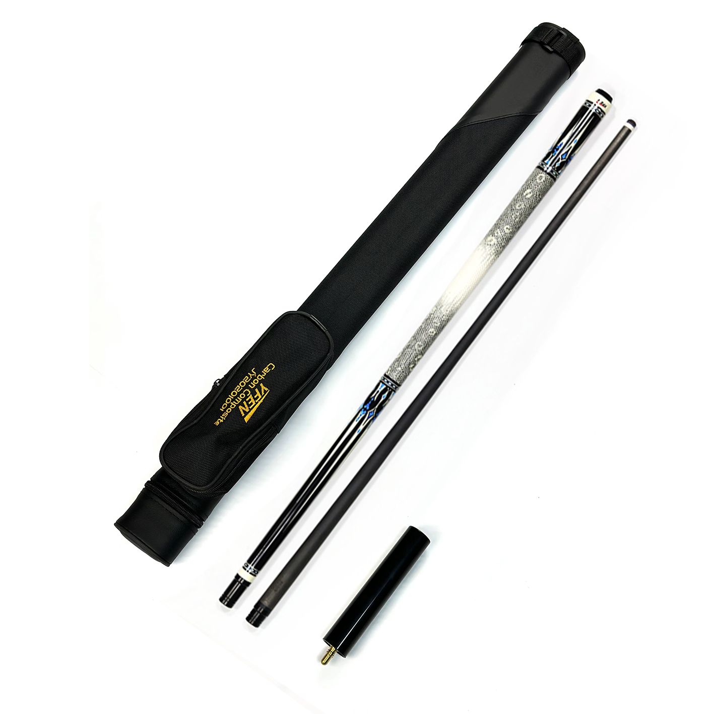 xikuno Economy Cue Set Premium 1/2 High-Tech 58" Carbon Fiber Shaft Pool Cue & YFen Cue Bag with Extension