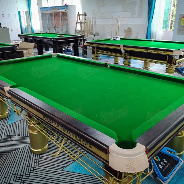 High Quality Full Accessories Multi-inch Large Gold Round Leg Steel Depot BluestoneSlab Snooker Billiard Pool Table